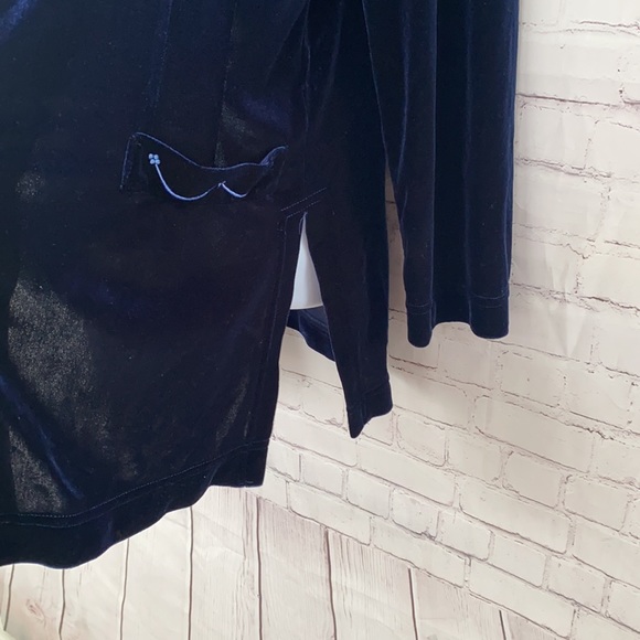 Coldwater  Creek velvet blue button down cardigan size medium - Picture 4 of 7